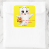 Carré Cute sticker happy Halloween with adjustable text (Sac)