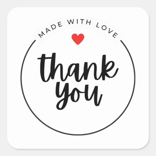 Carré Cute Thank You Sticker | Small Business Packaging (Devant)