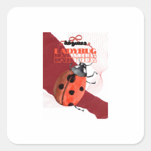 Carré Cute Watercolor Ladybug Arabic Calligraphy Sticker