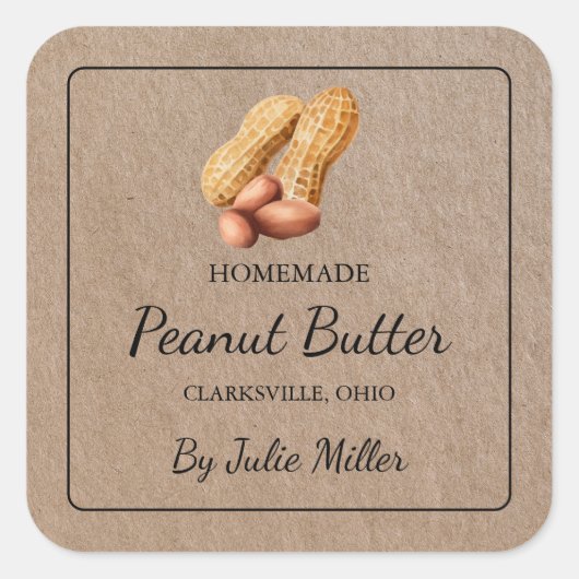 Carré de beurre d'arachide fait maison Étiquette p (Devant)