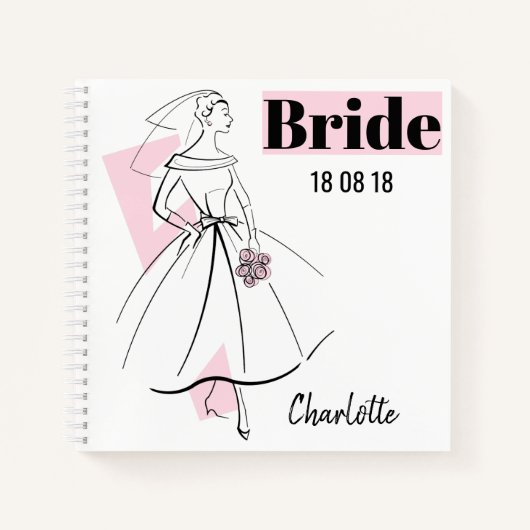 Carré de carnet de mariée rose (Devant)