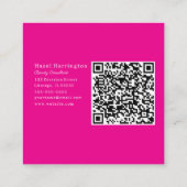 Carré de code QR rose chaud Carte de visite Floral (Dos)