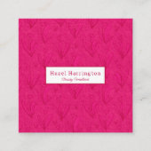 Carré de code QR rose chaud Carte de visite Floral (Devant)