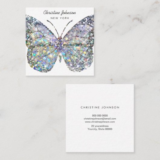 carré de conception papillon carte de visite (Devant / Derrière)