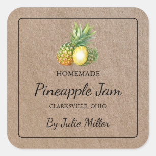 Carré de confiture d'ananas fait maison Étiquette