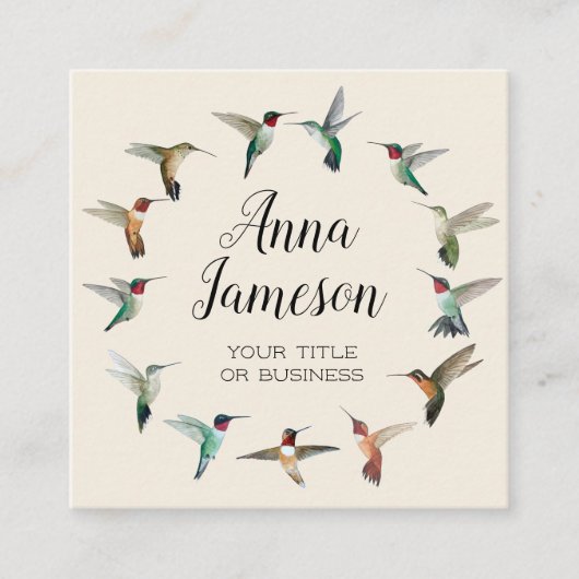 Carré de couronne de colibris Carte de visite (Devant)
