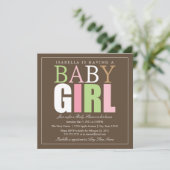 Carré de la petite fille| Invitation Baby shower (Debout devant)