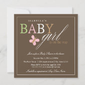 Carré de la petite fille| Invitation Baby shower (Devant)