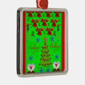 Carré de Noël ornement premium vert, rouge dehors (Droite)