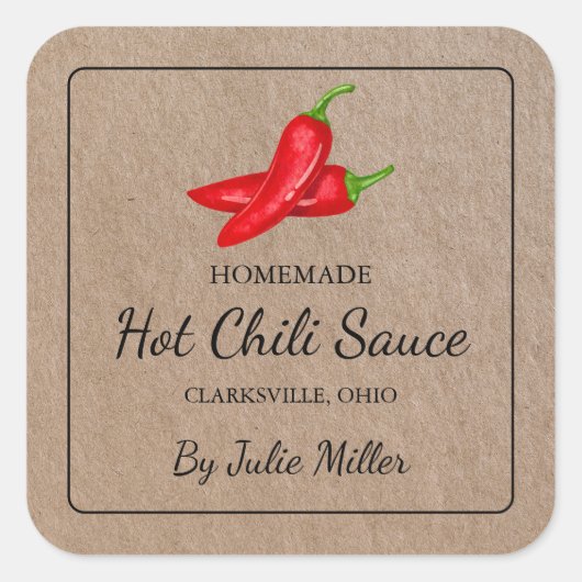 Carré de sauce au chili maison Étiquette papier Kr (Devant)
