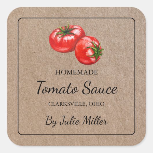 Carré de sauce tomate maison Étiquette papier Kraf (Devant)