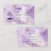 Carré de soins de gâteau esthétique violet Carte d (Devant / Derrière)