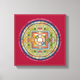 CARRÉ de TOILE - mandala de Chenrezig (compassion