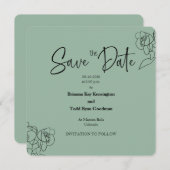 Carré Décontracté vert de pré Enregistrer la carte (Devant / Derrière)