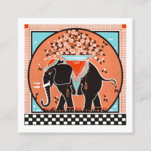 Carré Défilé d'éléphants sur carte de visite Orange