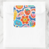 Carré dessin drôle mignon Sticker (Sac)