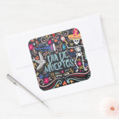 Carré Dia de los Muertos coloré | Sticker (Enveloppe)