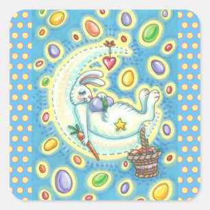 CARRÉ DORMIR PÂQUES BUNNY JELLY BEAN DREAMS MOON STICKER
