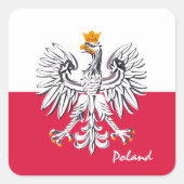 Carré Drapeau polonais & Aigle, Pologne sticker de mode  (Devant)