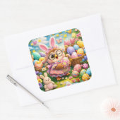 Carré Easter bunny and colourful eggs whimsical sticker  (Enveloppe)