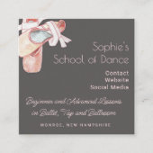 Carré École de danse Ballet Chaussures Carte de visite d (Devant)