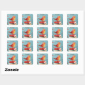 Carré Editable Bird on Books Bookplate Sticker (Feuille)