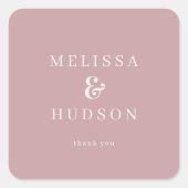 Carré Elegant Blush Pink Serif Wedding Sticker (Devant)