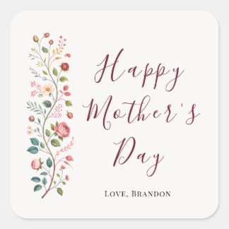 Carré Elegant Botanical Vine Mothers Day Sticker
