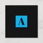 Carré Élégant carte de visite bleu Monogram (Devant)