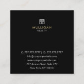 Carré Élégant Carte de visite de l'agent immobilier mode (Dos)