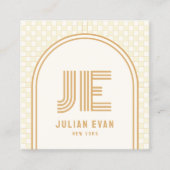 Carré Élégant Carte de visite de Monogramme Jaune Rétro (Devant)