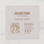 Carré Élégant Carte de visite Monogramme Beige Rétro (Dos)