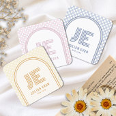 Carré Élégant Carte de visite Retro Dusty Blue Monogram