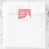 Carré Élégant corail Sticker Fête des mariées (Sac)