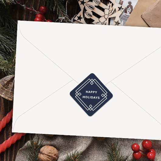 Carré Elegant Deco Frame Happy Holidays Diagonal Sticker