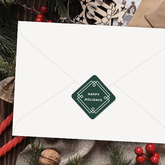 Carré Elegant Deco Frame Happy Holidays Diagonal Sticker