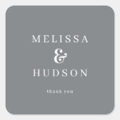 Carré Elegant Gray Serif Wedding Thank You Sticker (Devant)