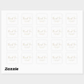Carré Élégant Mariage de script Gold Merci Sticker (Feuille)