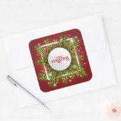 Carré Élégant Noël Rouge | Sticker (Enveloppe)