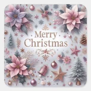Carré Élégant Sticker de Noël pourpre doux