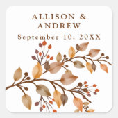 Carré Élégant Sticker Mariage Rustic Fall Foliing (Devant)