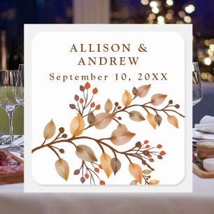 Carré Élégant Sticker Mariage Rustic Fall Foliing