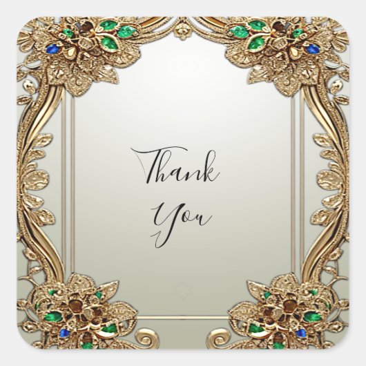 Carré Élégant Sticker Ornate Or (Devant)