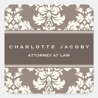 Carré Élégant Taupe Damask Sticker personnalisé