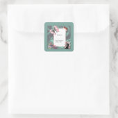 Carré Elegant Teal Satin and Blush Bow Sticker (Sac)