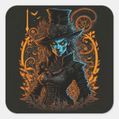 Carré Elegant Witch Portrait Sticker | Gothic Halloween (Devant)