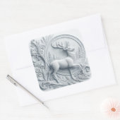 Carré Embossed Collage Deer in Motion Square Sticker (Enveloppe)