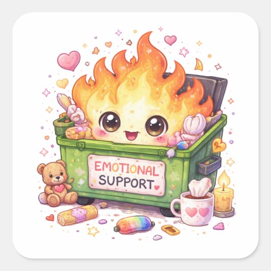 Carré Emotional Support Fire Sticker (Devant)