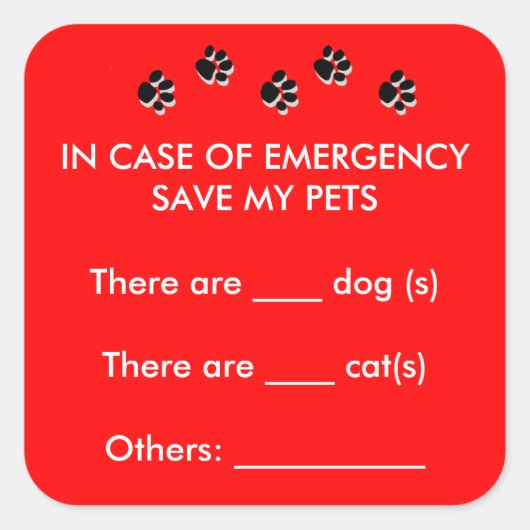 Carré En Coque d'urgence Save My Pets Sticker (Devant)