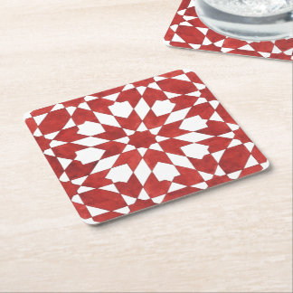Carré En Papier Dessous-de-verre Mosaïque marocaine rouge ZELLIGE